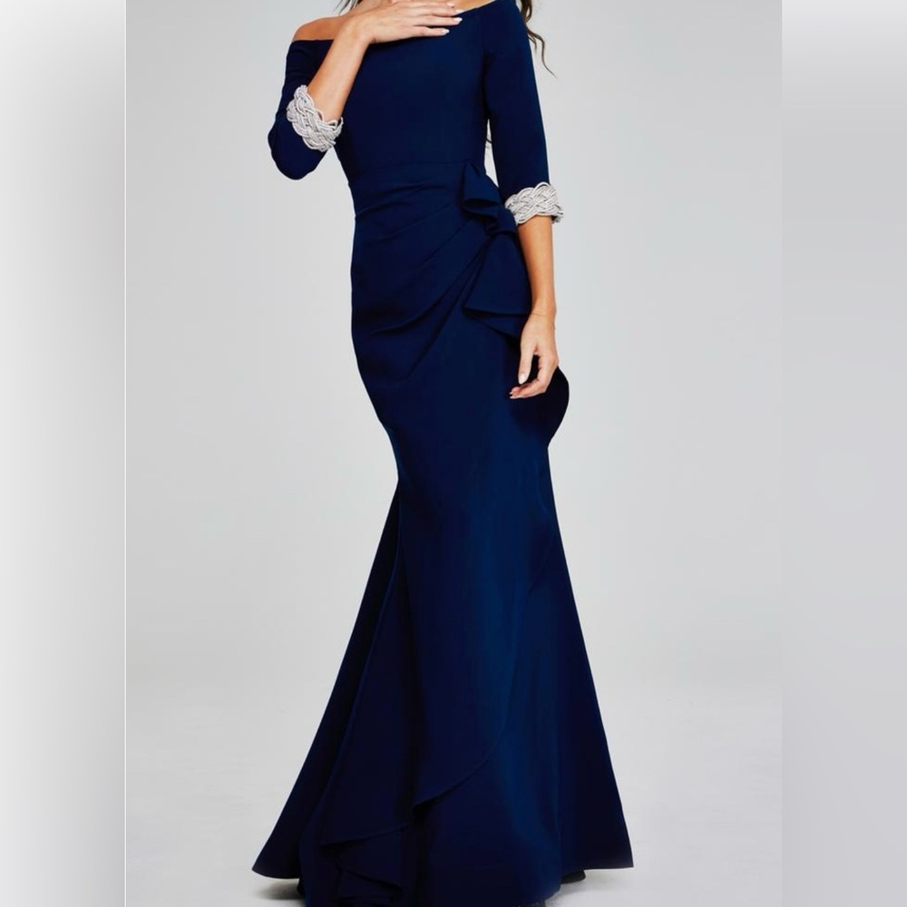 Elegant Jovani Navy Blue Evening Gown
